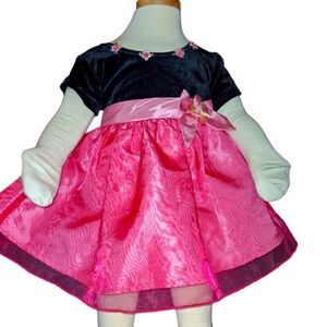 Stone Gear vintage black velvet and pink dress size 12 months 🌈5 for $25‎